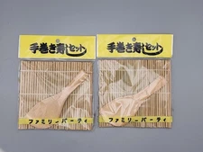 2 Japanese Bamboo Hand Roll Sushi Maker Mat & Shamoji Wooden Rice Paddle Set