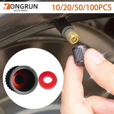 Tire Valve Caps - Black Plastic Dustproof Caps for Cars Bicycles - 50PCS