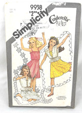 VTG 80's Simplicity 9938 Cinderella Pullover Sundress Sewing Pattern Girls Sz 10
