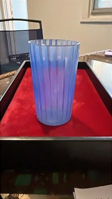 Art Deco Blue Ribbed Glass Tumbler Fluted Serving Highballs Gin & Tonic 5 