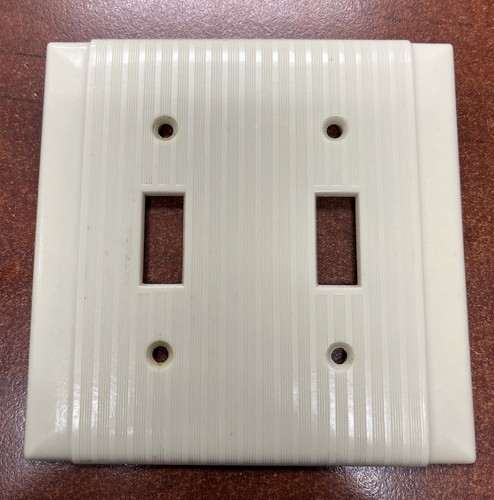 Vintage MCM Uniline Ivory Double 2 Toggle Light Switch Plate Cover
