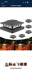  4x4 Solar Post Cap Lights - Fence Post Solar Lights, IP65 6 Pack Black
