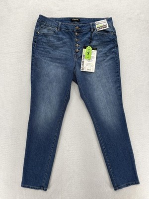 D. Jeans Recycled Denim Skinny Jeans Womens 16 Blue High Waist Button Fly NWT