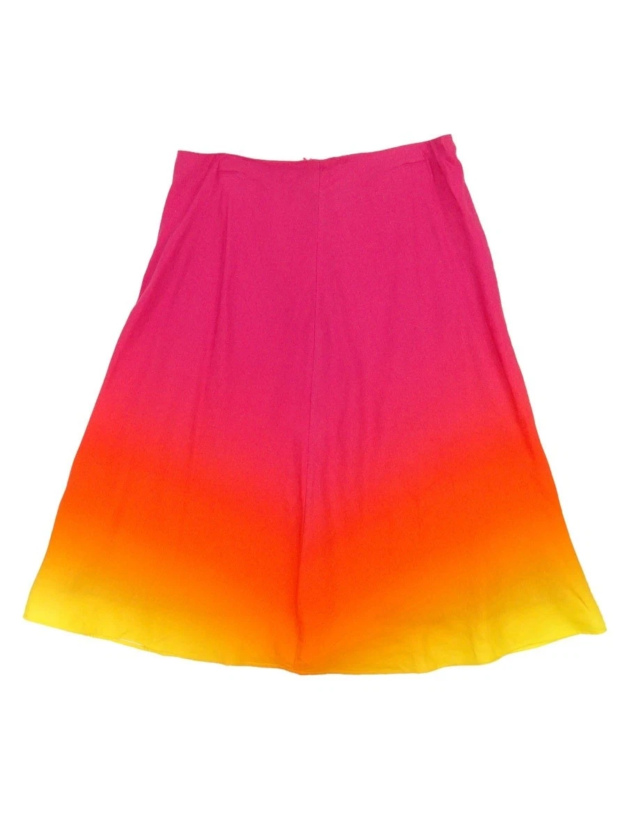 Lauren Ralph Lauren Women's Linen-Blend Midi Skirt (14, Pink/Orange/Yellow)