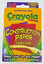 Vintage Crayola Construction Paper Crayons 16 Count Binney Smith 1998 - New