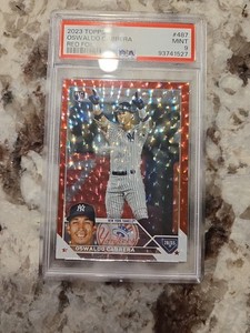 2023 Topps Series 2  #487 Oswaldo Cabrera Red Foil /199 (RC) /PSA 9