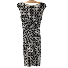 Lauren Ralph Lauren | Dress Sleeveless Black White Ruched Business Wear- Size 2