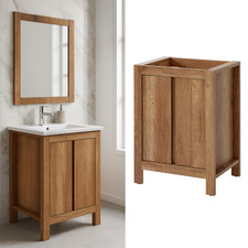 Bathroom Vanity Cabinet 600mm Floor Standing 60cm Sink Unit Classic Oak Effect