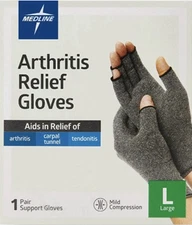 Medline Arthritis Relief Gloves Carpal Tunnel Tendonitis Sz LARGE 1 Pair