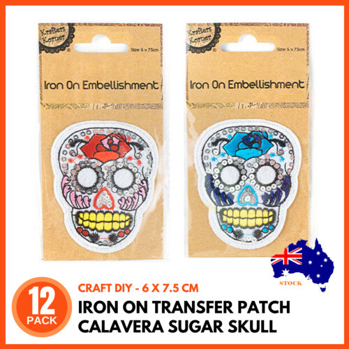 Skull Iron-On Patches – Lot Of 2 Embroidered Military Style Skull Patches In Green & Black