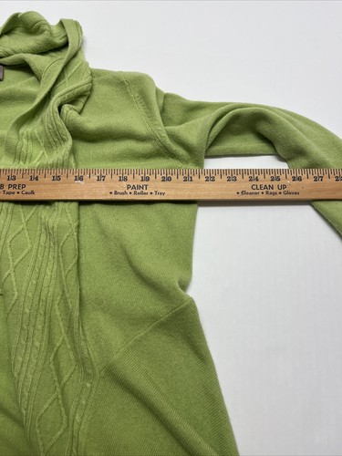 Chico's Jacket Sz M/ L celery Green Lightweight Shawl Collar Asymmetrical Hem... - Picture 10 of 11