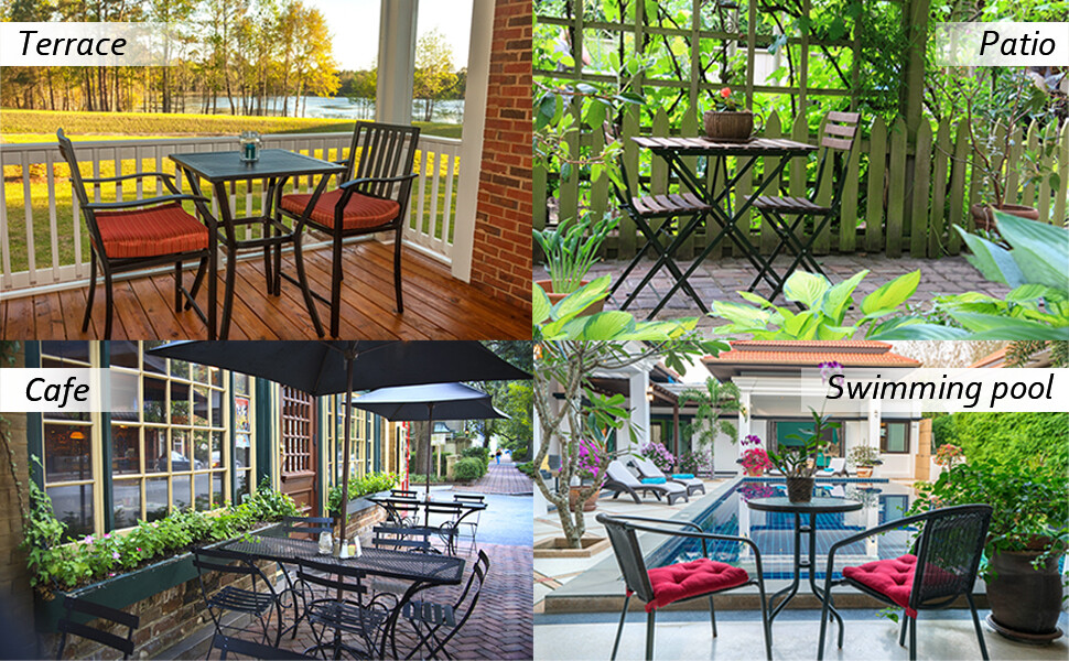 Set of 2 Patio Chair Metal Stackable Outdoor Dining Chairs for Yard Garden