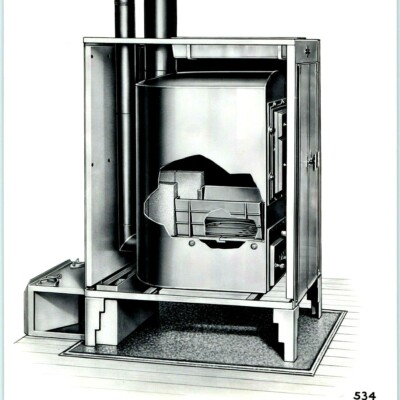 1920s Waterman Waterbury Wood Burner Furnace Real Photo Drawing Salesman Ad 2 2S