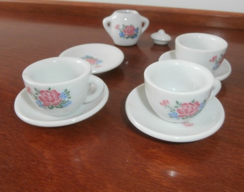Miniature Ceramic Floral Tea Set Pieces replacement Dollhouse - Picture 4 of 4