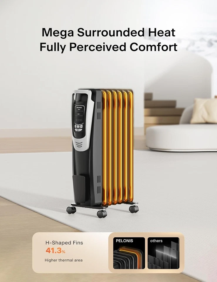 Powerful Indoor Radiator Heater - 160 sqft Coverage, Remote, Safety Features - Image 4 of 4