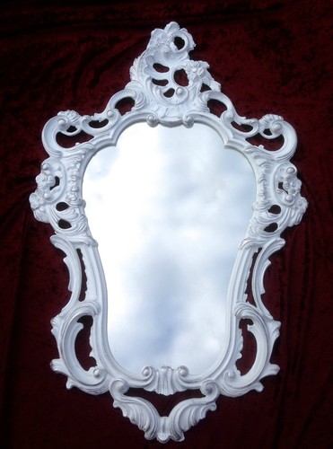 Wandspiegel Oval Weiß-silber SPIEGEL Barock RETRO 50X76 SHABBY PRUNK mirror - Bild 9 von 12