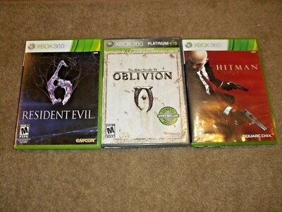 Lot Of 3 XBox 360 Games- Resident Evil, Oblivion, Hitman Bundle
