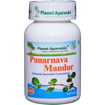 Planet Ayurveda Punarnava Mandur (120tab, Pack of 2) + FREE SHIPPING