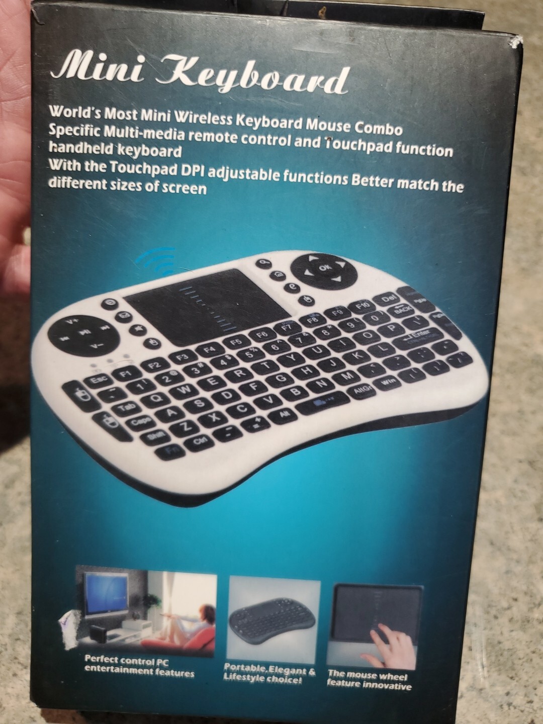 New Rii Mini RT-MWK08 Wireless 92-Key QWERTY Keyboard with Built-in Touchpad and Mouse USB Receiver