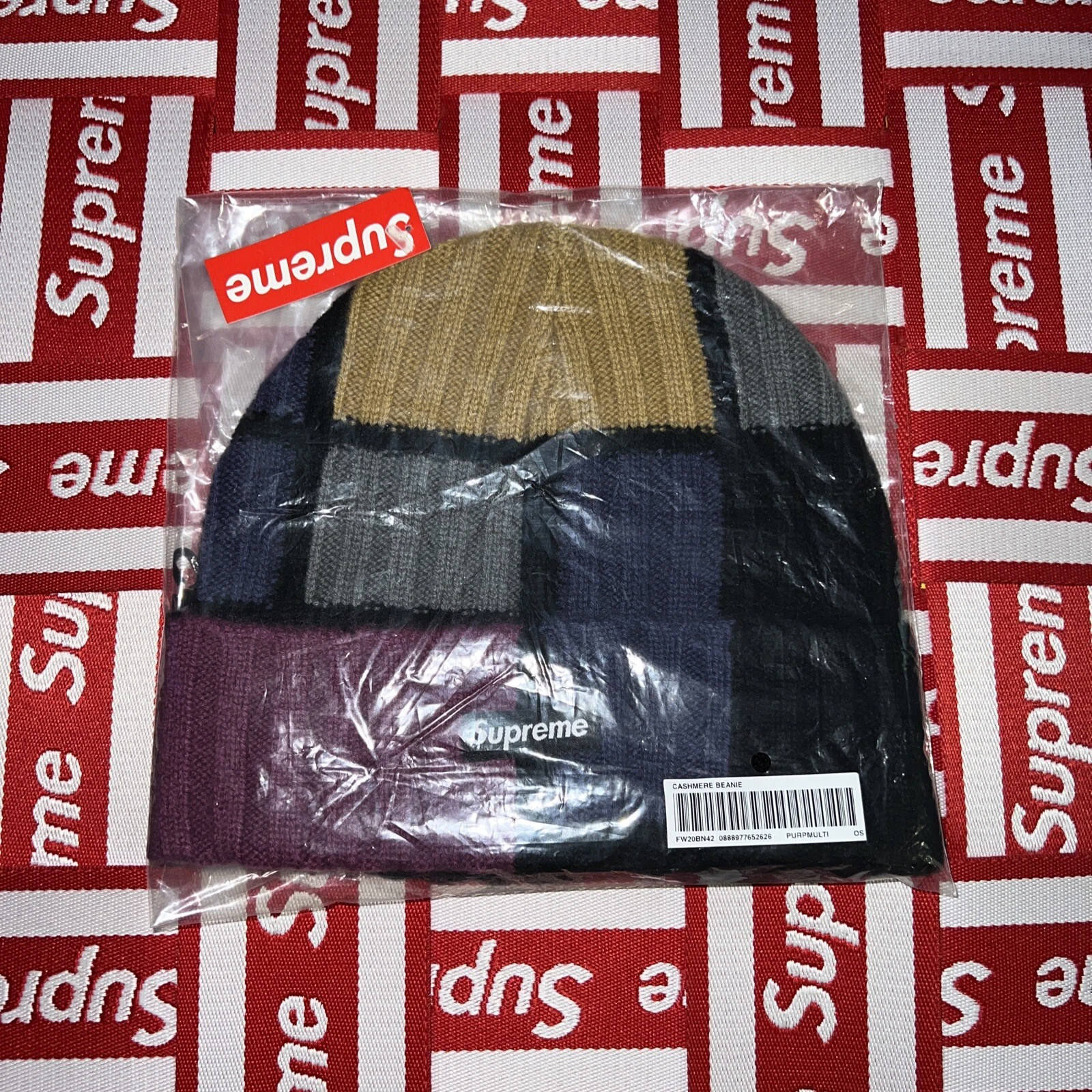 Supreme Cashmere Beanie !FW20 ! Violet Multi !! NEUF AVEC ÉTIQUETTES !D/S !!Très rare ! 100 % authentique !!