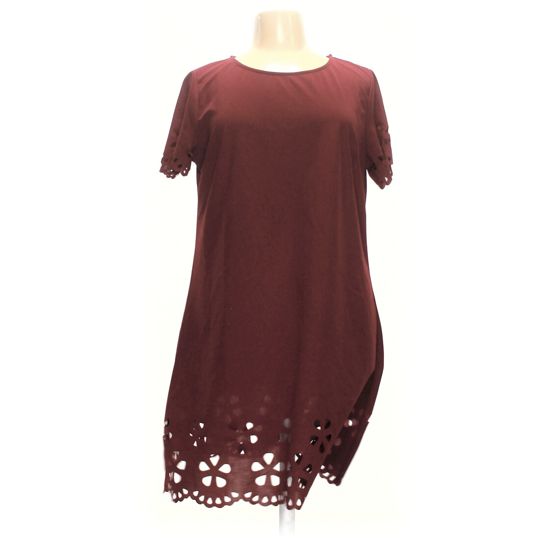 SHEIN Womens size 1X Shift Dress Maroon Laser Cut Wedding Guest | eBay