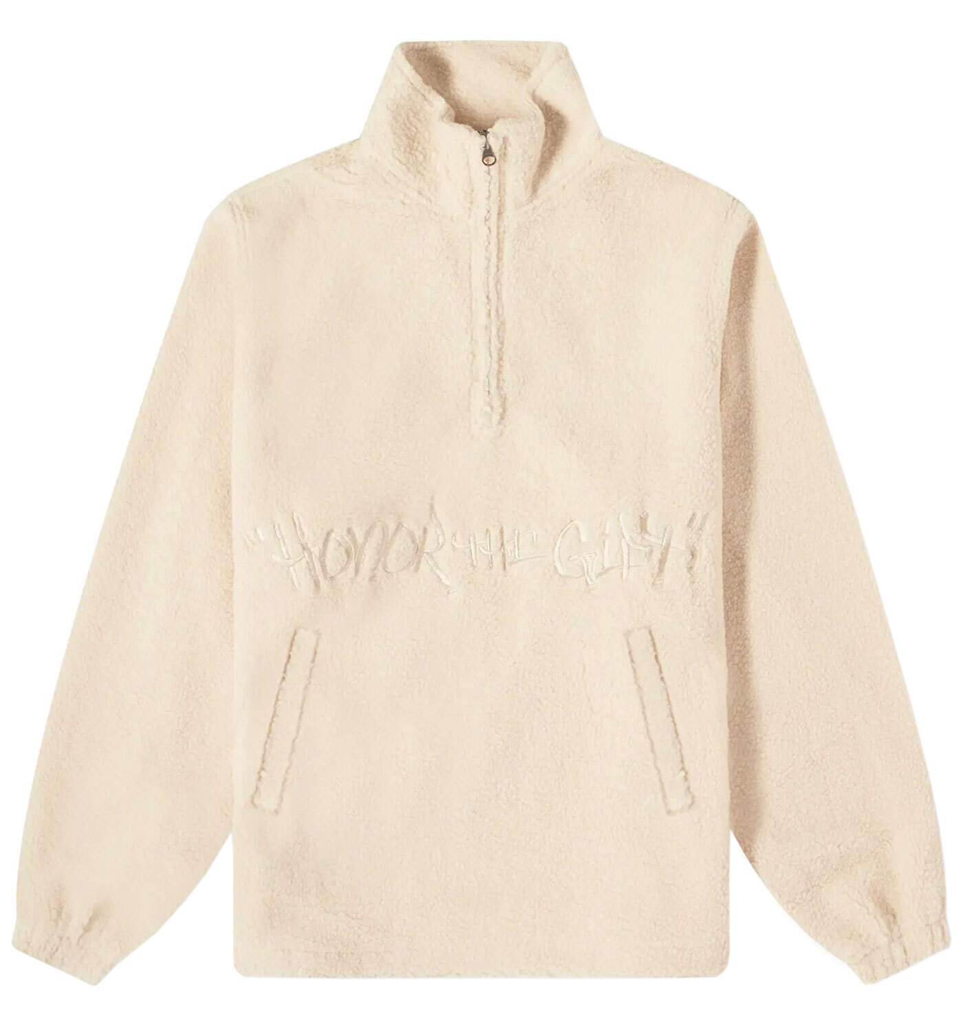 Почтите подарком мужской пуловер на молнии Script Sherpa Quarter Толстовка Small Bone NWT