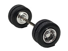 1/64 SPECCAST CHROME 10 HOLE WHEEL  TIRE PAIR W/ AXLE