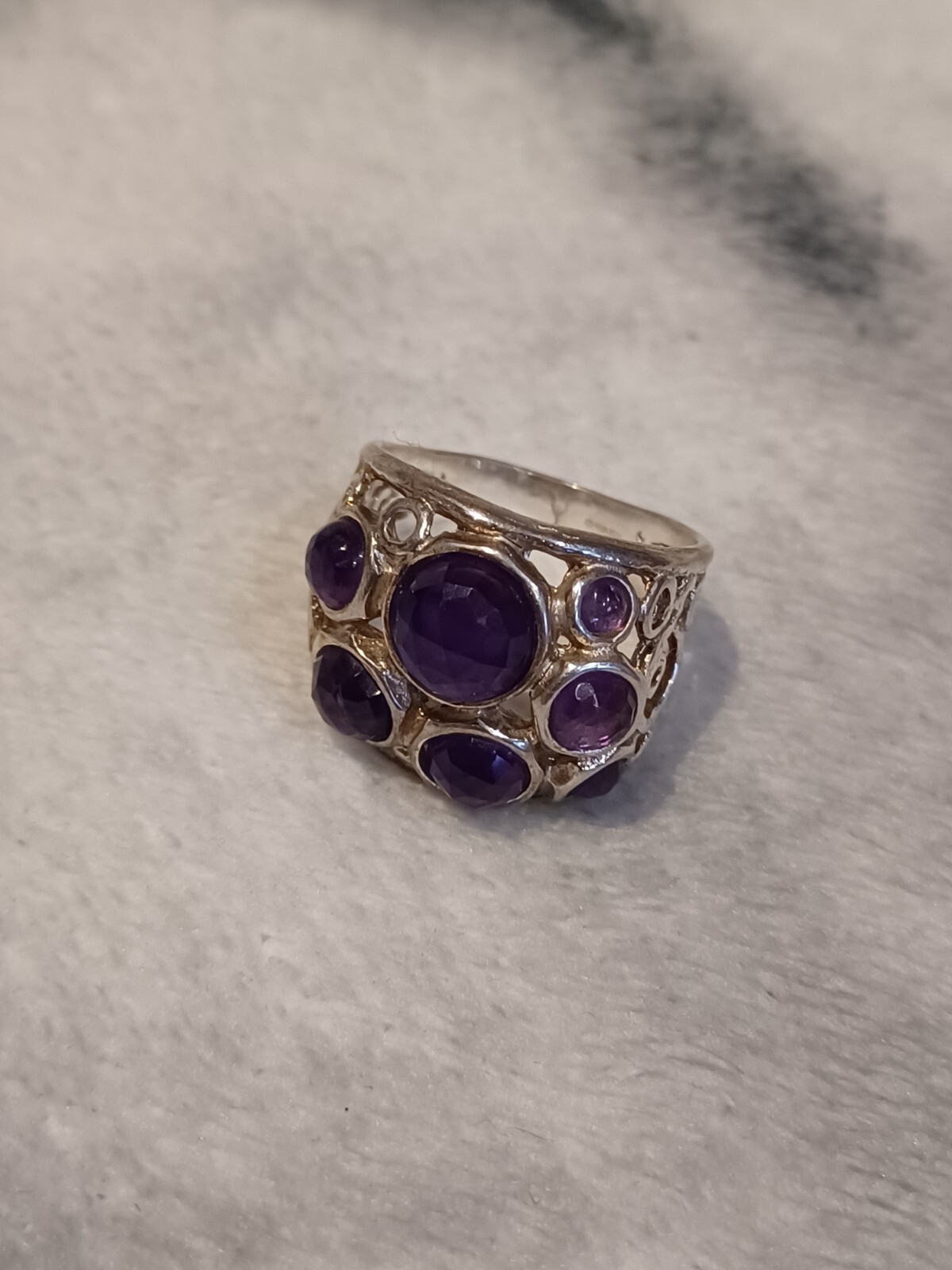 Amethyst Bubble Ring Solid Sterling Silver Round … - image 1