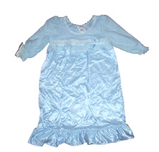 NEW Vintage Cassie Cotillion Girls 3T Nightgown Pretty Blue Silky Satin Sparkle