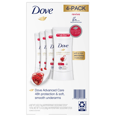 Dove Advanced Care Antiperspirant Deodorant Stick Revive 2.6 oz, 4 Pack