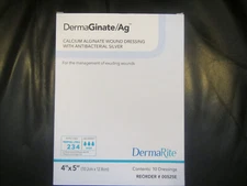 DermaGinate Ag Alginate Antibacterial Silver Wound Dressing,, 4" x 5" Box of 10