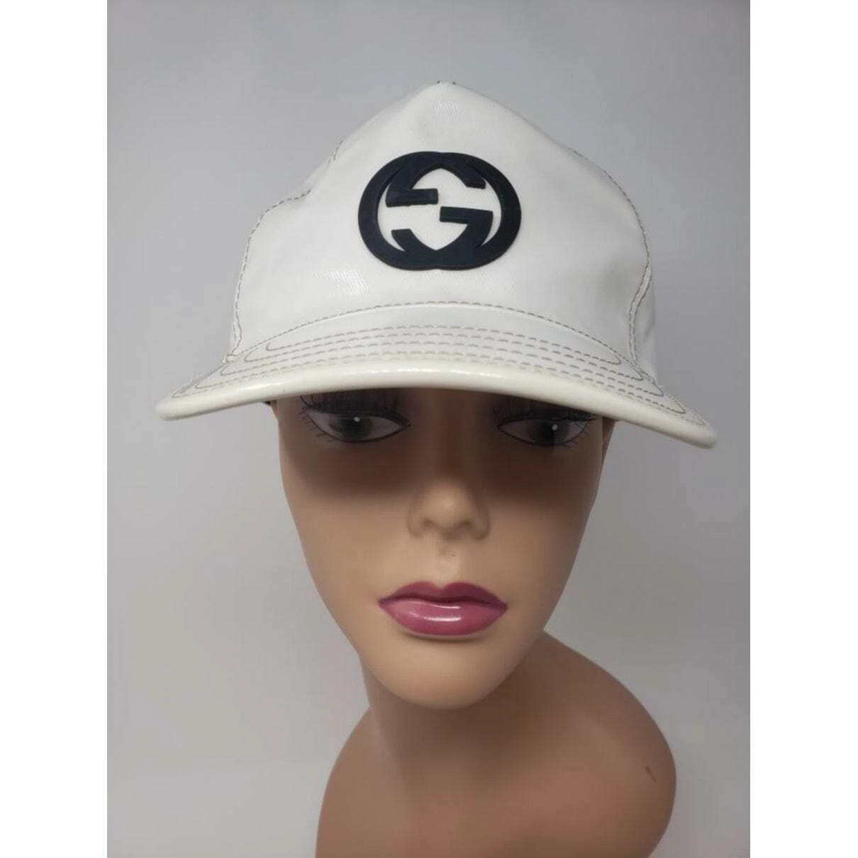 Cappellino da baseball Gucci bianco logo GG XL taglia lana