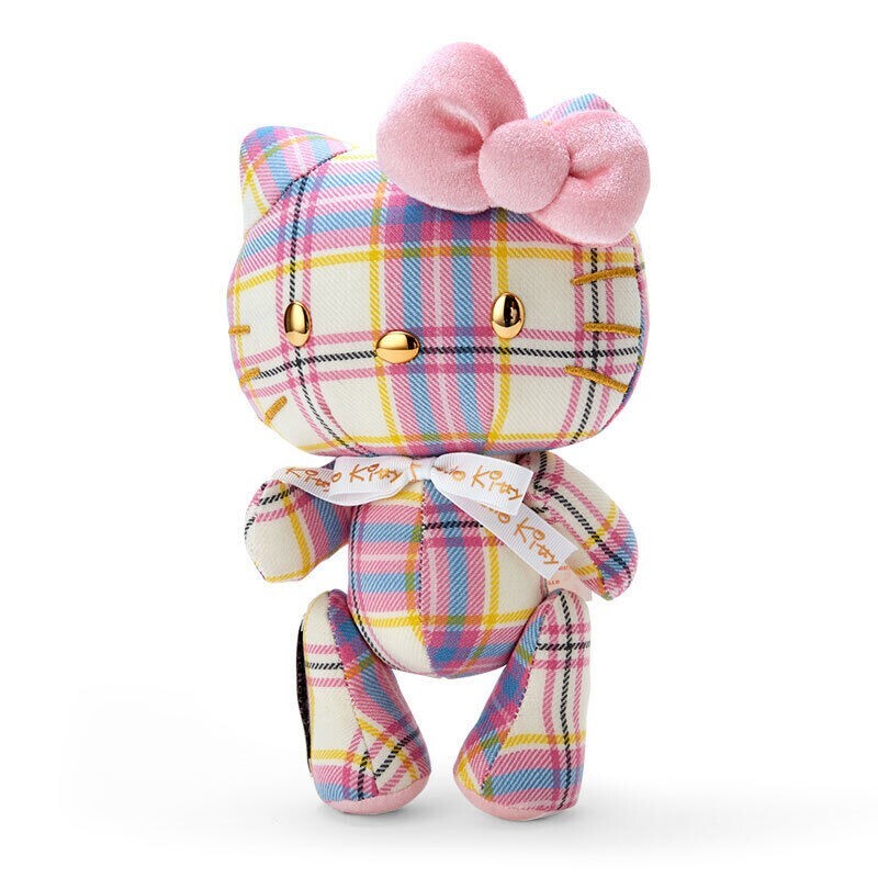 Hello Kitty 50th Anniversary Dress tartan design Plush with Box