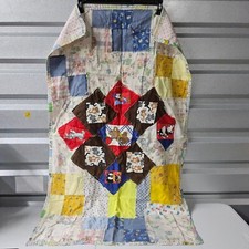 Vintage Handmade Patchwork Quilt Cartoon Characters Baby Blanket Throw