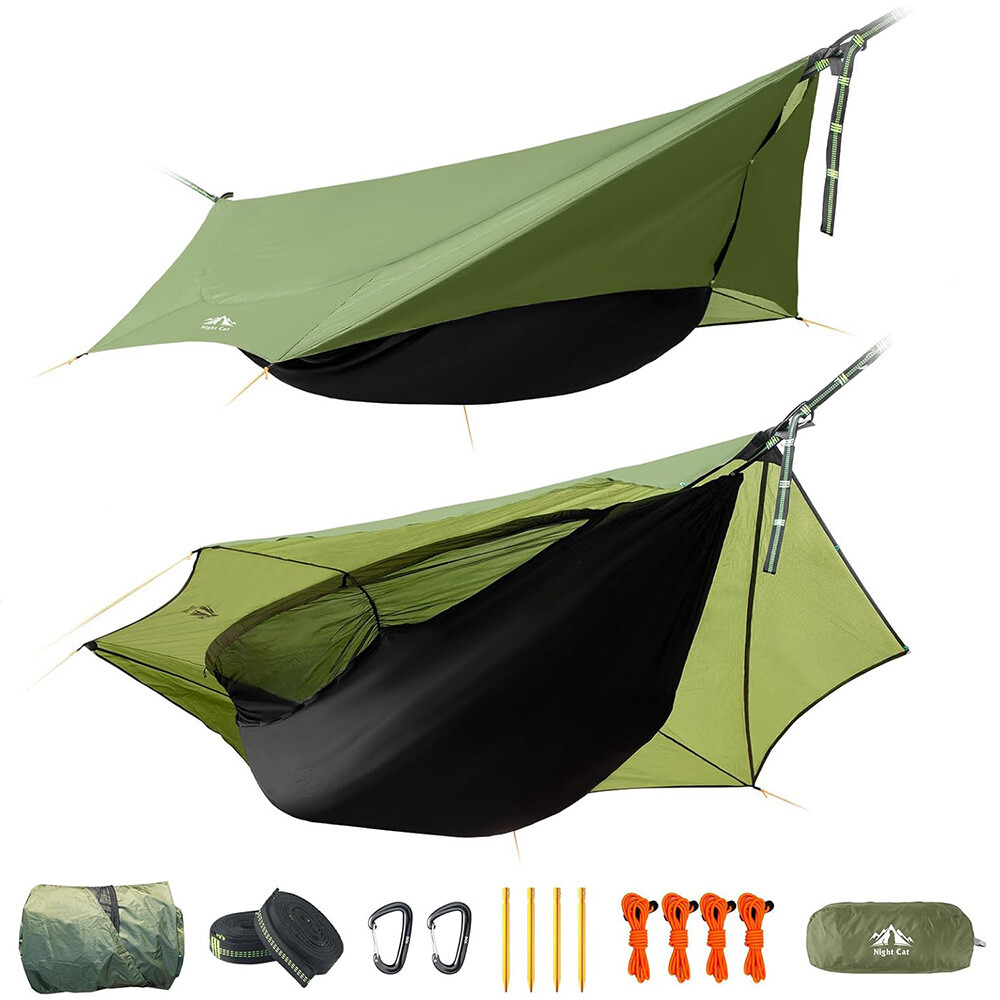 Person Camping Hammock Tent with Mosquito Net Rainfly Tarp