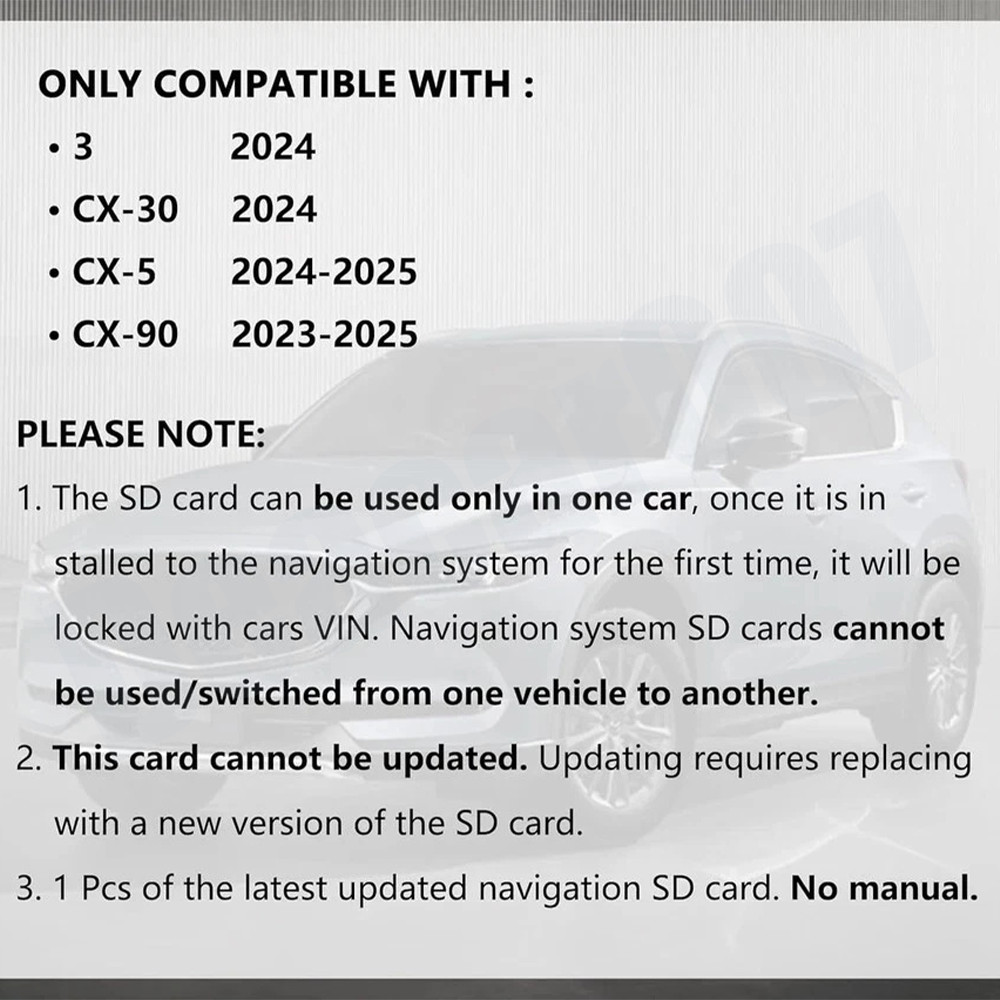 For CX-30/3, CX-5, CX-90 Navigation SD Card Latest Version GPS Maps USA/CAN/MEX