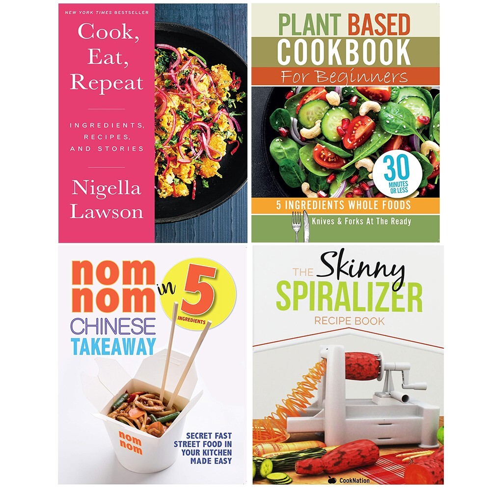 Cook, Eat, Repeat(HB),Skinny Spiralizer,Plant Based,Nom Nom Chinese 4 Books Set