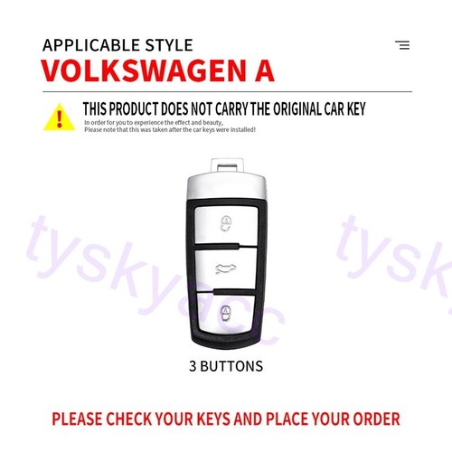 For VW CC Passat CC Magotan 2005-2013 Key Case Fob Shell Holder Bag Chain Cover - Picture 2 of 10
