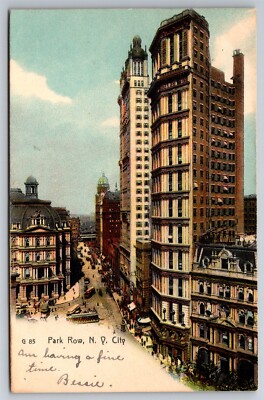 Park Row Birdseye View NYC NY C1907 UDB Postcard AB23