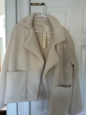 She + Sky Coat Jacket  Cream Ivory Large Faux Fur Like L Soft New! Adorable ! 