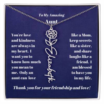 Aunt Personalized Name Birth Flower Necklace Gift