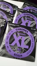 D'Addario ECG24 Chromes Flat Wound Electric Guitar String Set, Jazz Light, 11-50