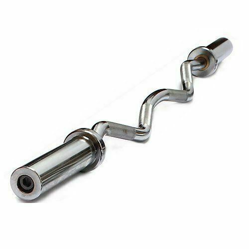 120cm Chrome Olympic Ez Curl Bar Barbell Weight Bar -2 Free Spring Collars - Picture 5 of 6
