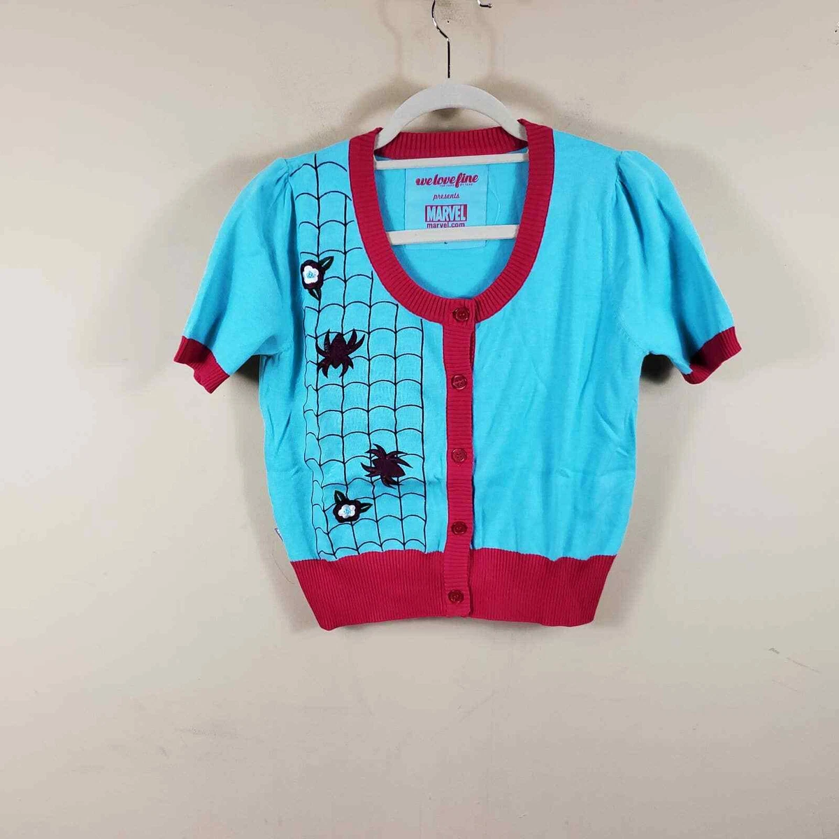 Spider Gwen Women s Vintage Cropped Cardigan Welovefine Size L