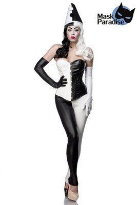 Mask Paradise Kostüm Classic Harlequin schwarz weiß Damen Kostüm Fasching NEU