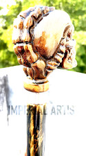 Handmade Skull Head Handle Wooden Walking Stick - Designer Wooden Carved Walking