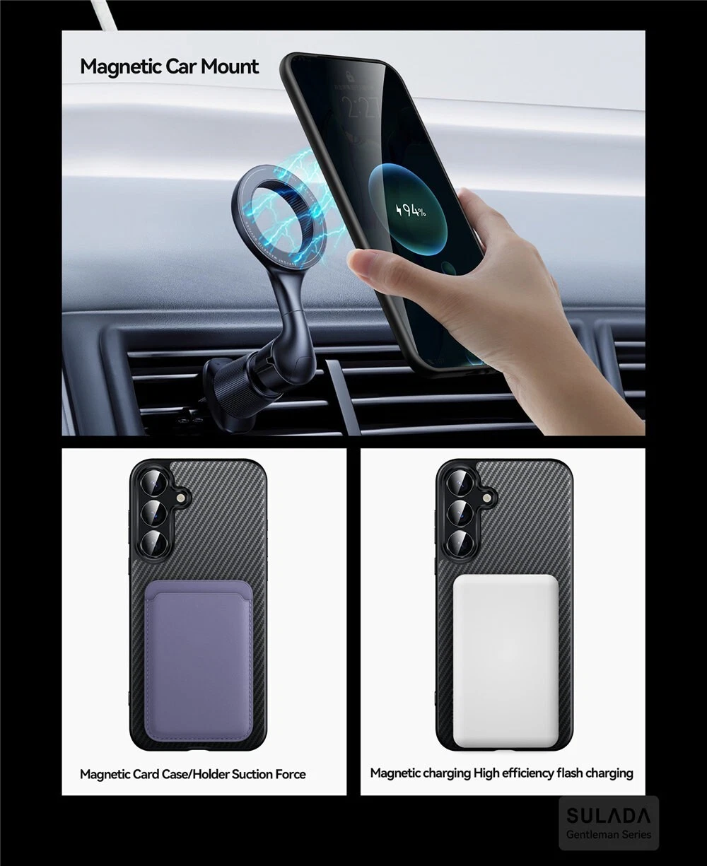 Magnetic Carbon Fiber Pattern Leather Case For Samsung S25 S25 Ultra Back Cover - Picture 13 of 27