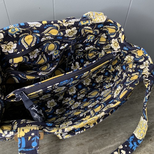 VERA BRADLEY Ellie Blue Clare Adjustable Crossbody Bag Purse Handbag Navy Yellow - Picture 7 of 11