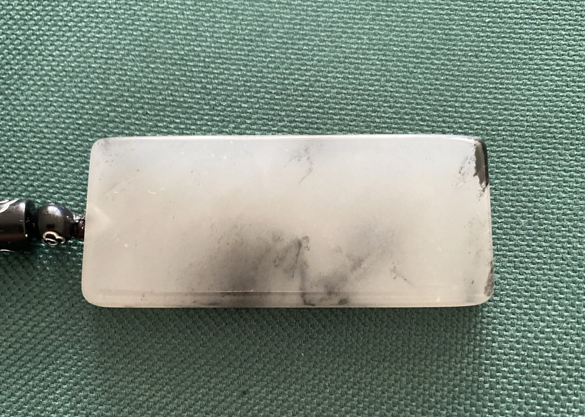 Hetian Jade Nephrite Piece Blue-white 和田玉青花无事牌—- 天然墨型