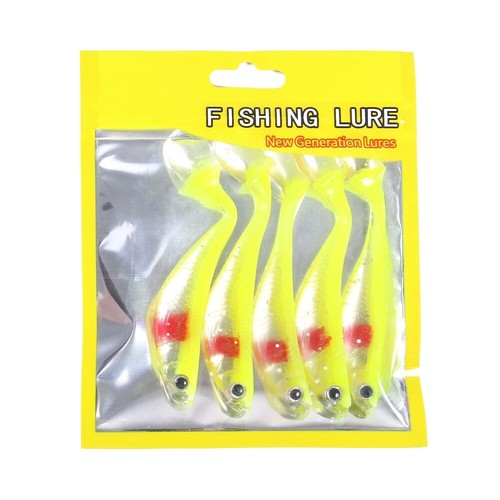 Lifelike Bass Bait 5pcs Soft Fishing Lure Artificial Bait Hook 5 Colors - Picture 14 of 16